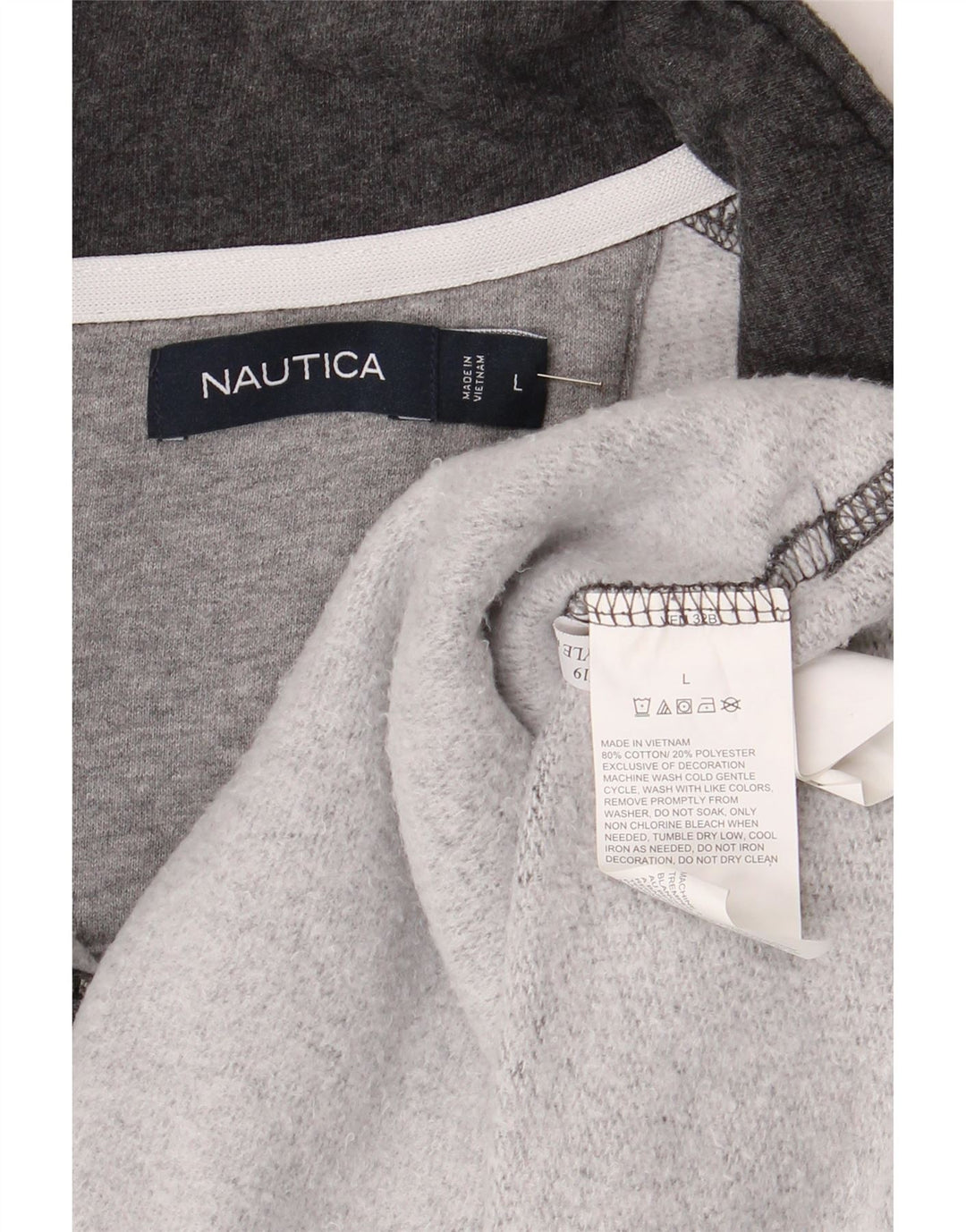 Nautica - Sudadera con cuello y cremallera para hombre, talla grande, algodón gris