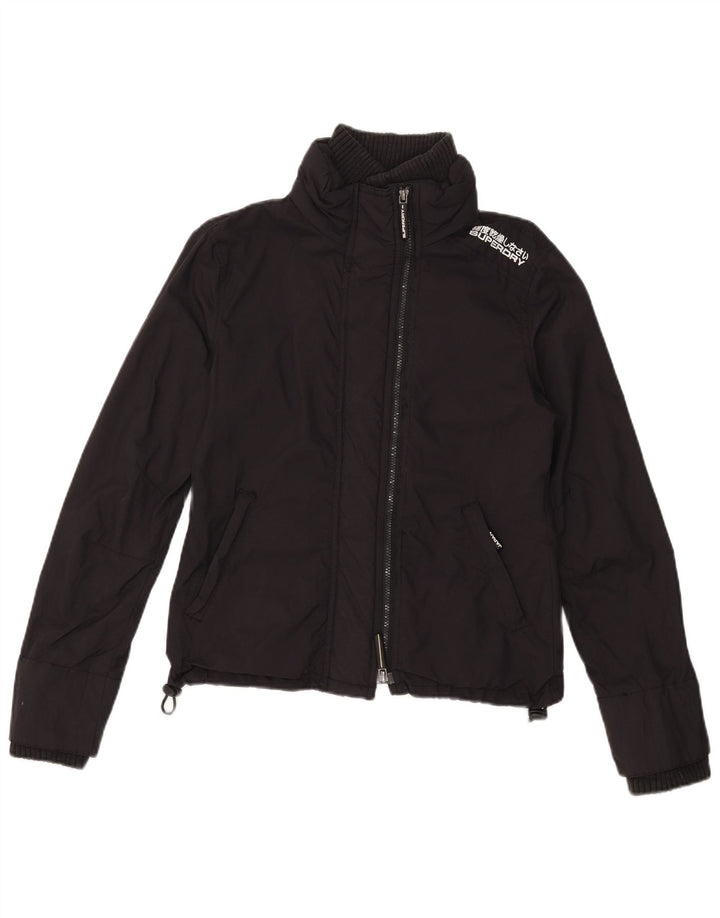 Superdry Chaqueta impermeable gráfica para mujer UK 42 Medium Black Nylon