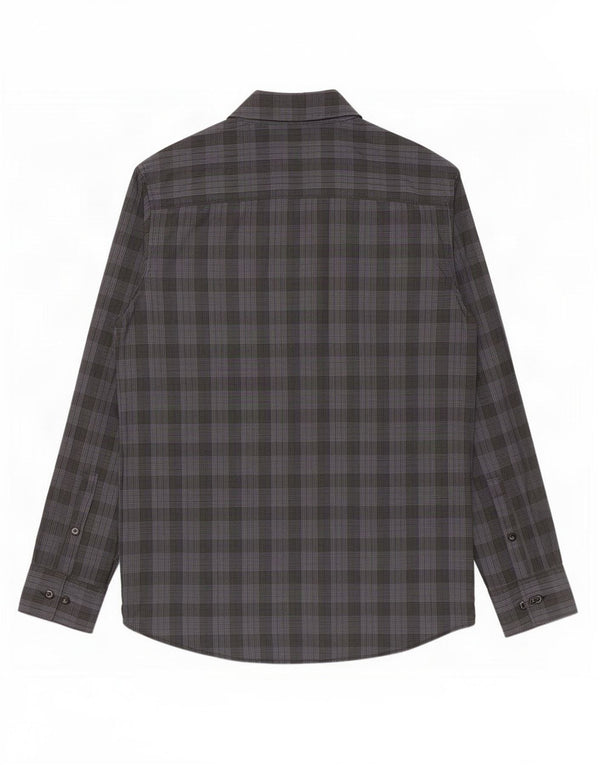 Camisa Calvin Klein Hombre Modern Fit Algodón A Cuadros Gris Pequeño