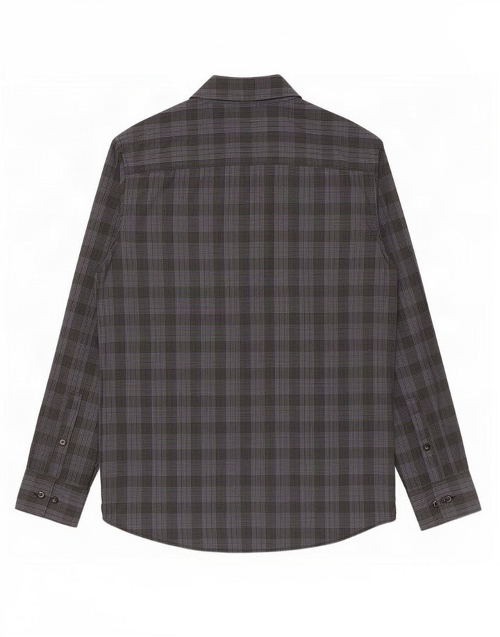 Camisa Calvin Klein Hombre Modern Fit Algodón A Cuadros Gris Pequeño
