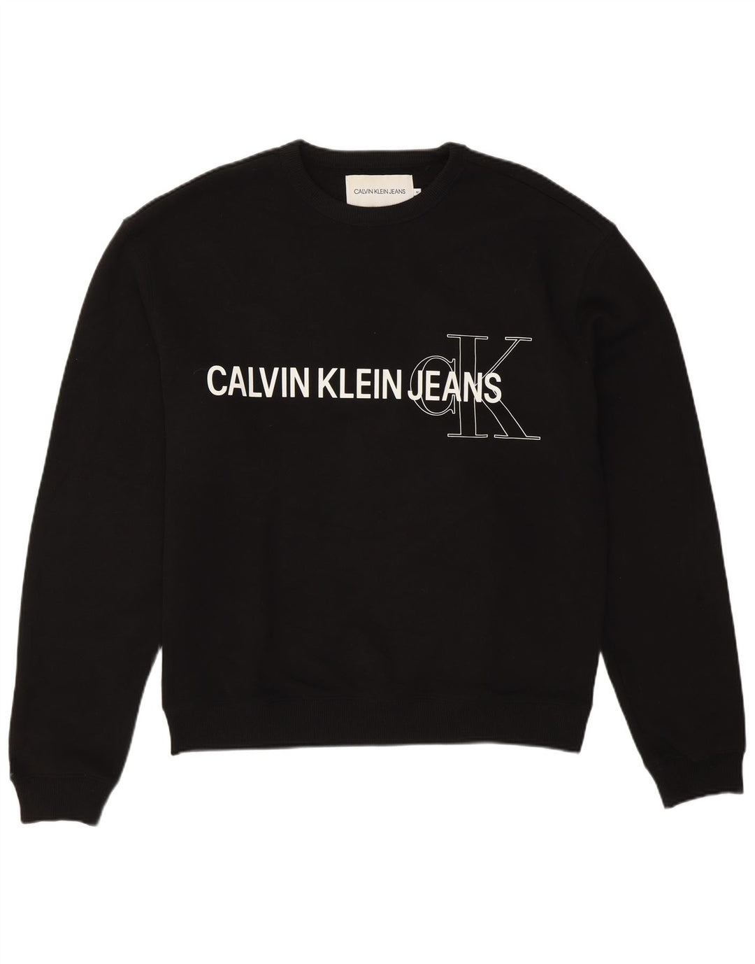 Calvin Klein Jeans Hombre Sudadera Gráfica Jumper Algodón Negro Mediano