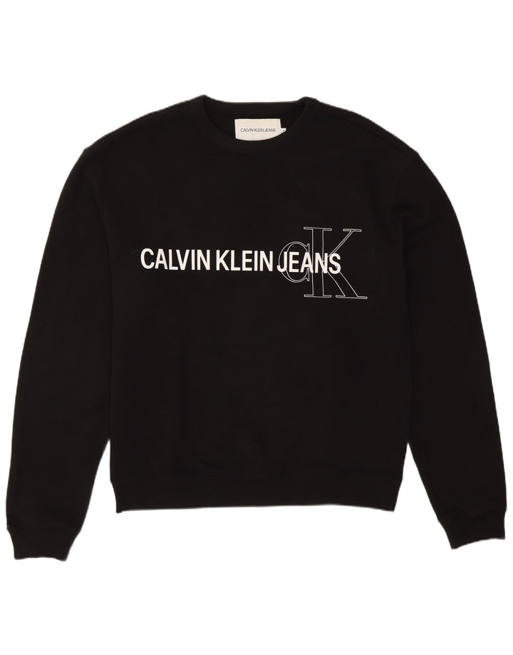 Calvin Klein Jeans Hombre Sudadera Gráfica Jumper Algodón Negro Mediano