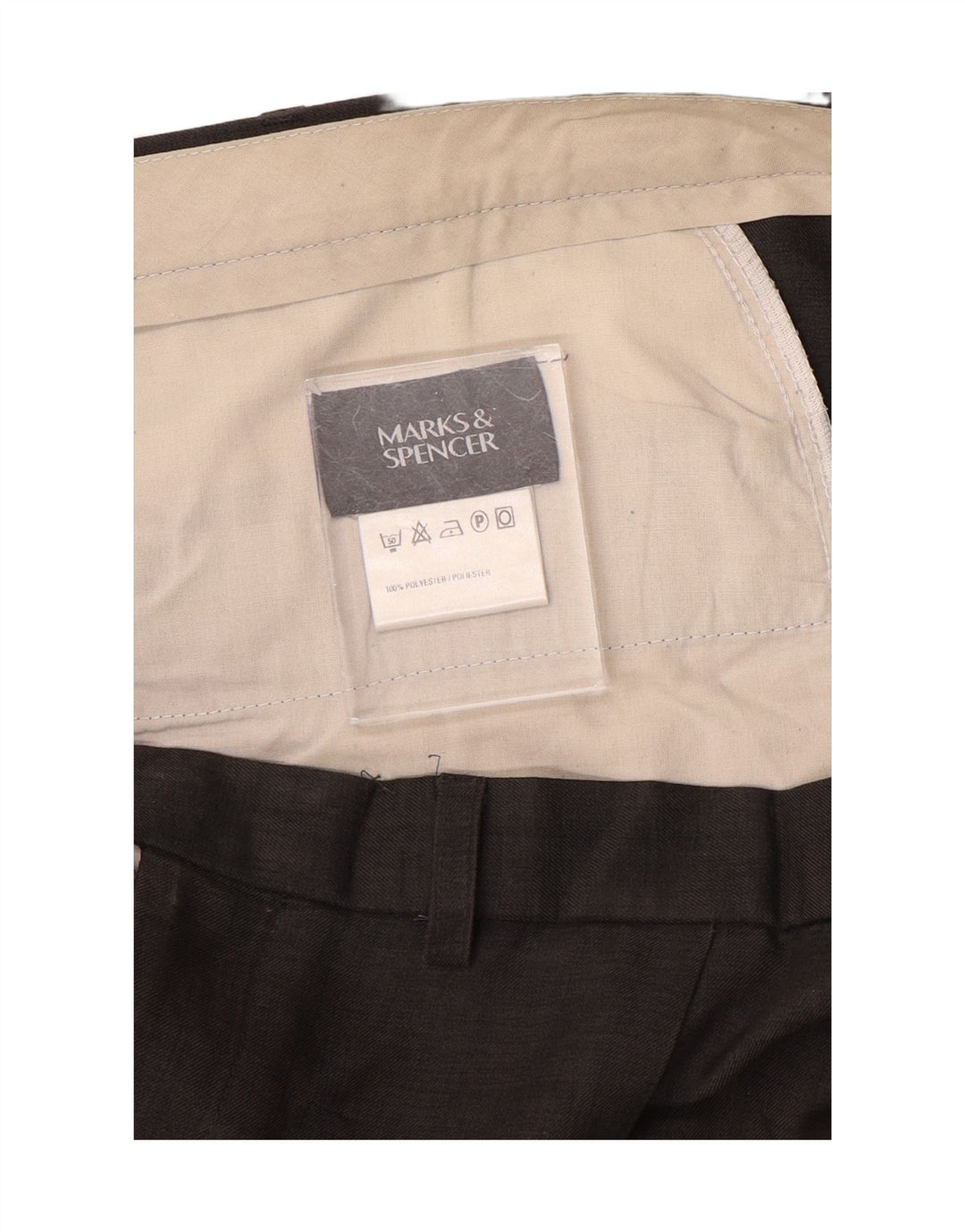 Marks & Spencer Pantalón de traje con pinzas para hombre W44 L29 Poliéster gris