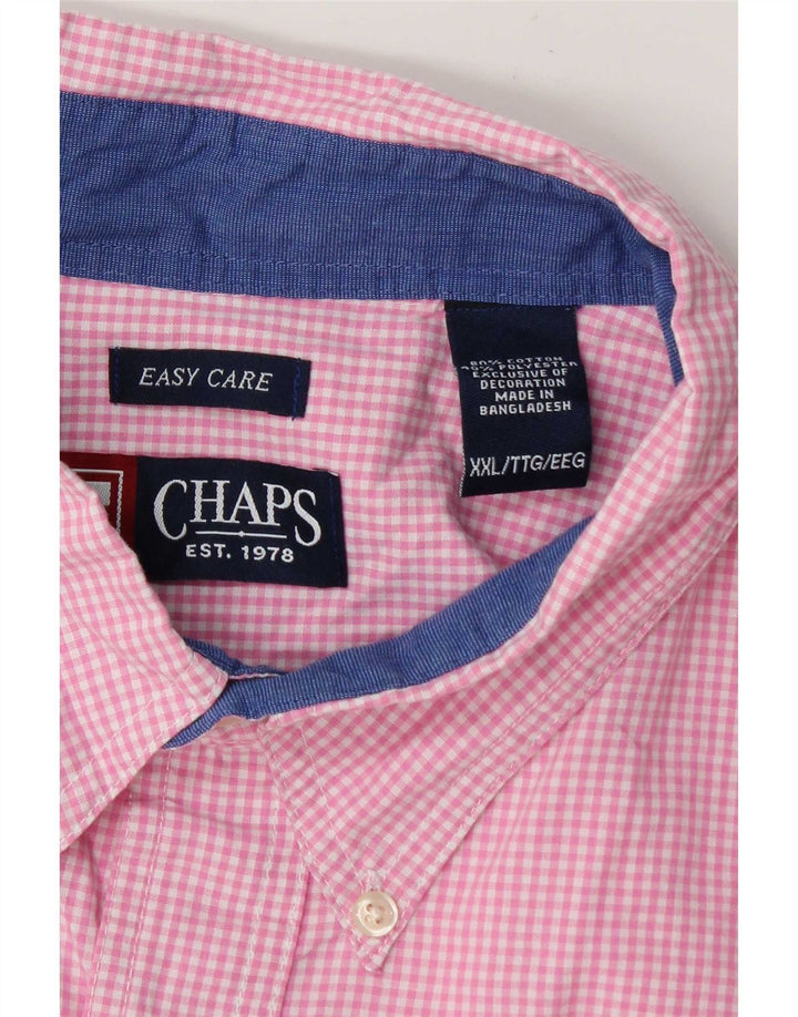 Chaps Camisa de manga corta para hombre 2XL Algodón a cuadros rosa