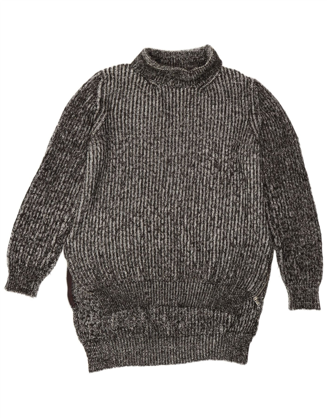 Zara Suéter Largo con Cuello Redondo para Mujer UK 44 Gris Medio Moteado