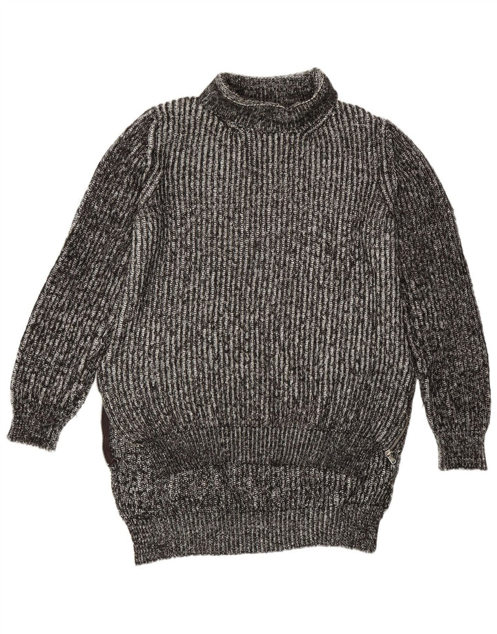 Zara Suéter Largo con Cuello Redondo para Mujer UK 44 Gris Medio Moteado