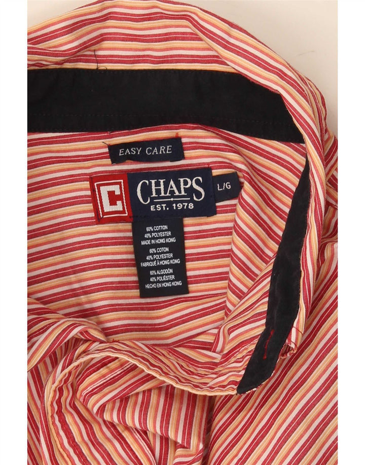 Chaps Camisa de corte regular para hombre de algodón a rayas rojas grandes