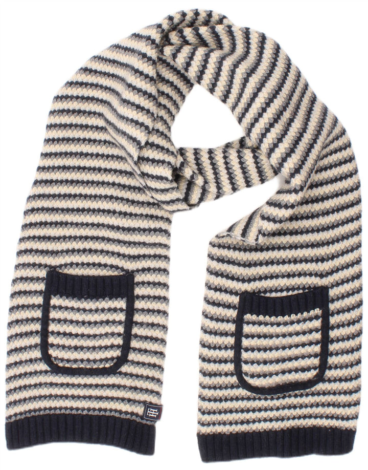 Tommy Hilfiger Bufanda rectangular de punto para mujer Talla única Lana a rayas azul marino