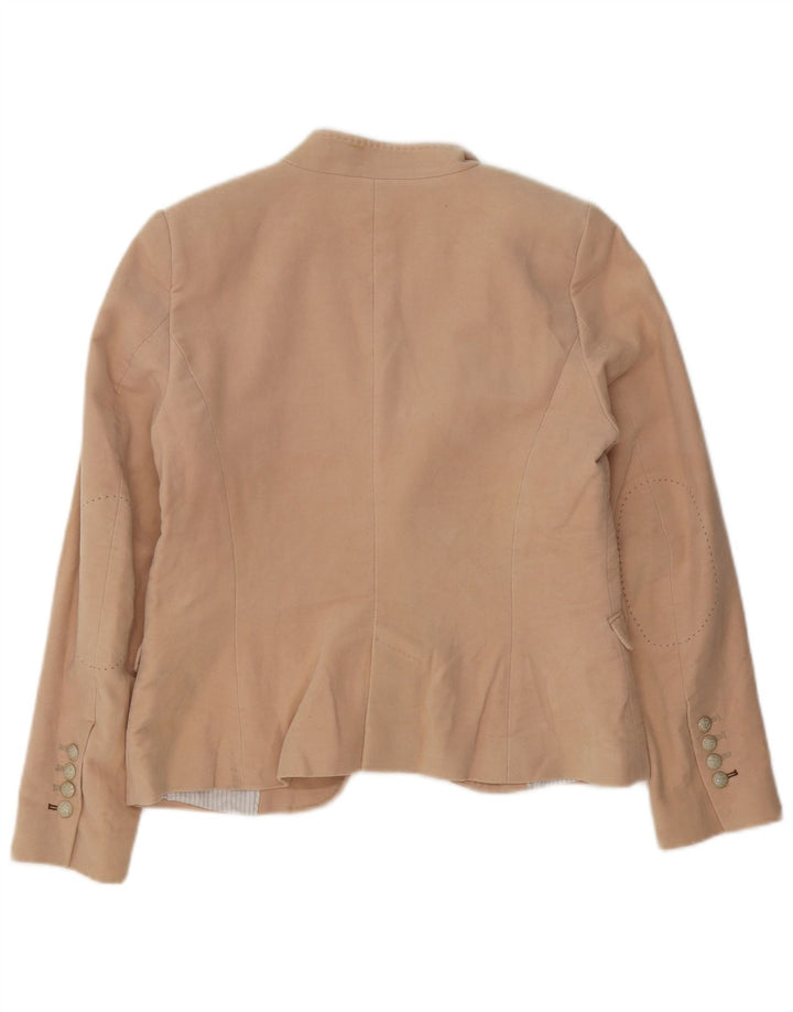 Zara Chaqueta Blazer De 1 Botón para Mujer Reino Unido 44 Grande Algodón Beige