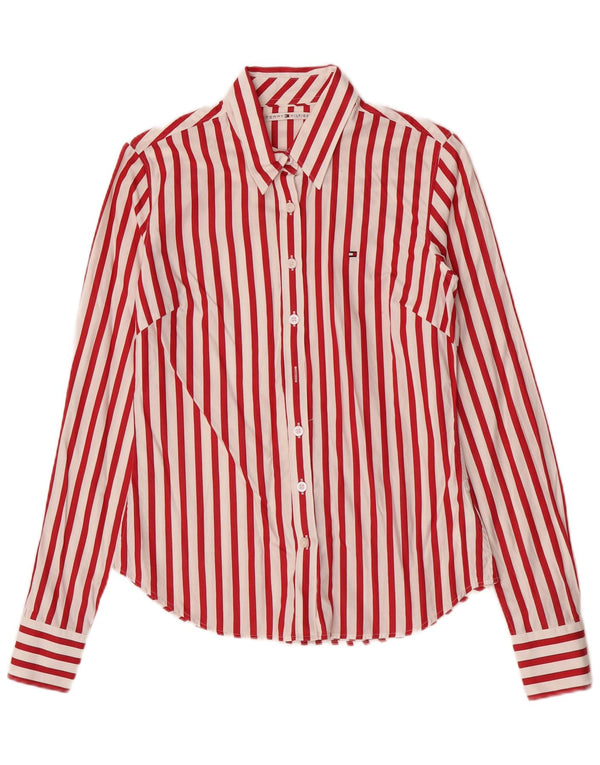 Tommy Hilfiger Camisa para mujer US 6 Mediana Algodón a rayas rojas