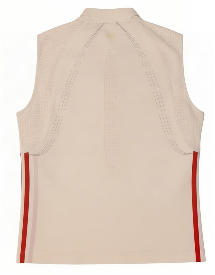 Adidas Camiseta sin mangas para mujer UK 44 Medio Blanco Colorblock Poliéster