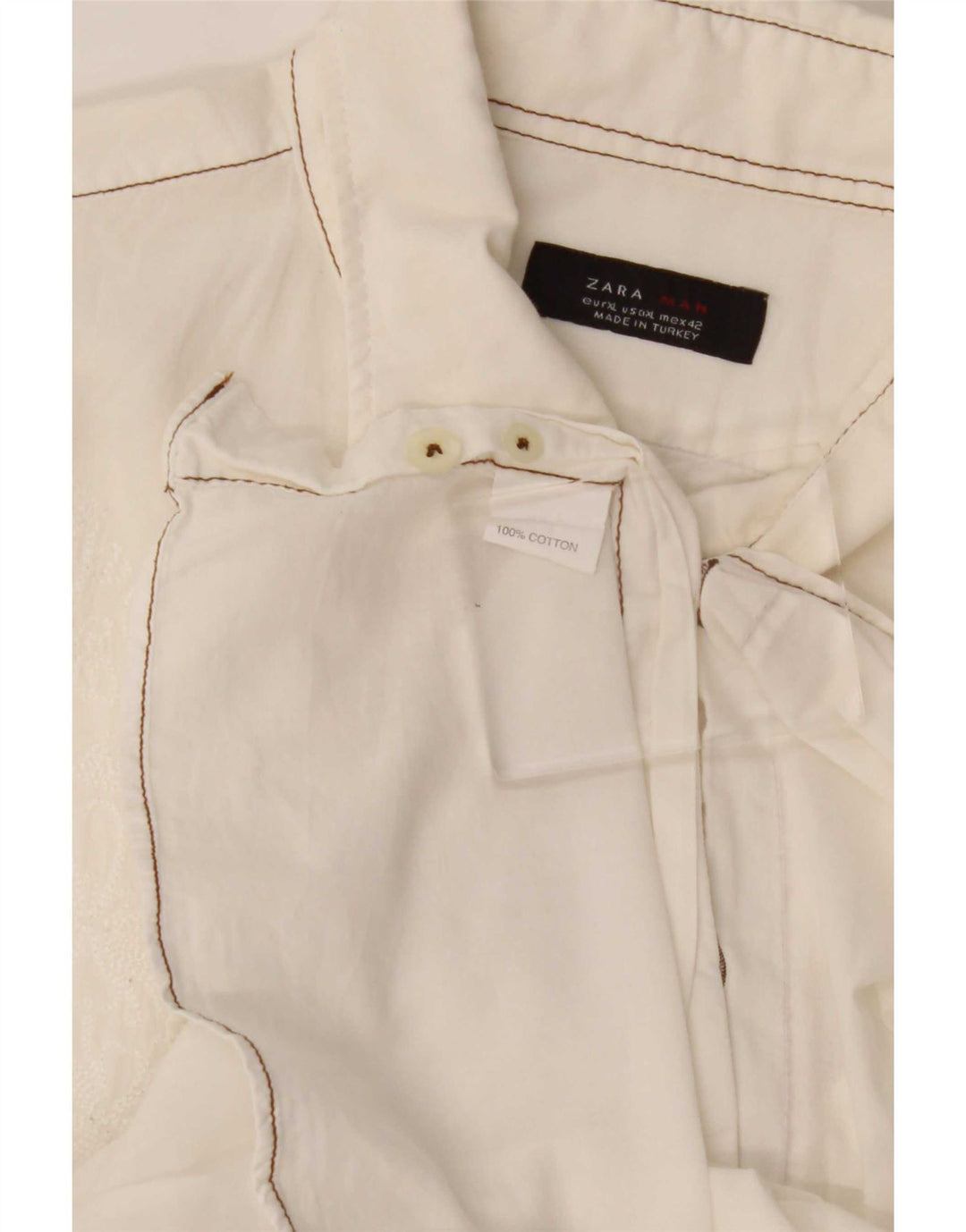 Zara Hombre Camisa XL Blanco Algodón