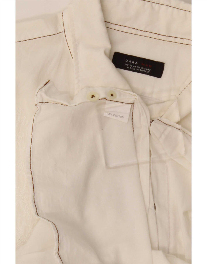 Zara Hombre Camisa XL Blanco Algodón
