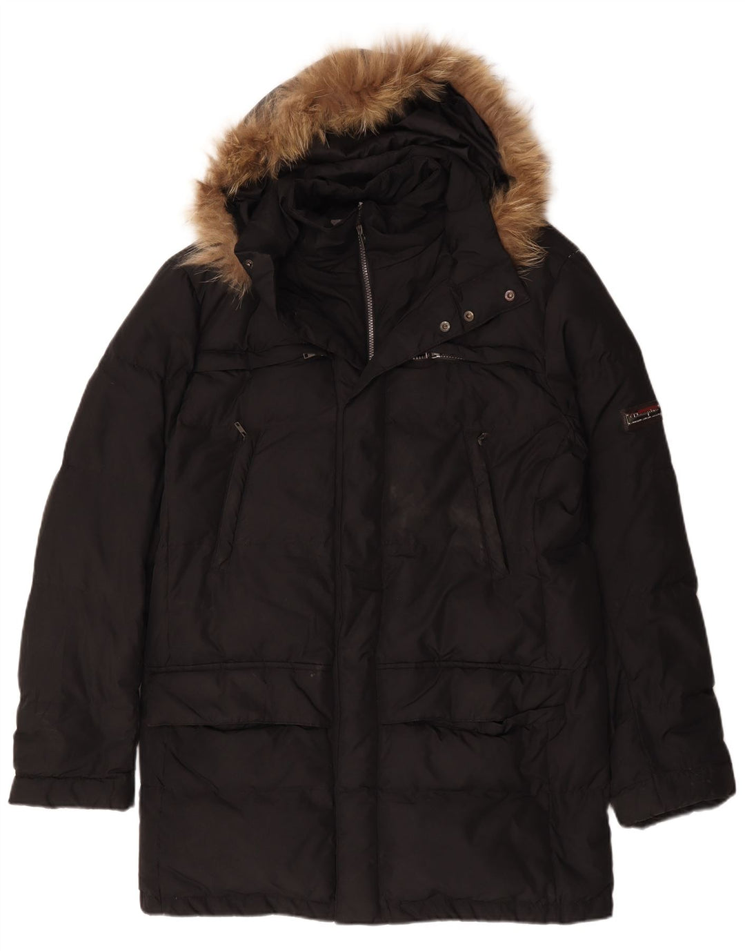Champion Abrigo acolchado con capucha para hombre UK 42 XL Poliéster negro