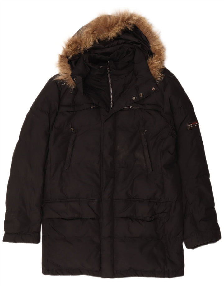 Champion Abrigo acolchado con capucha para hombre UK 42 XL Poliéster negro