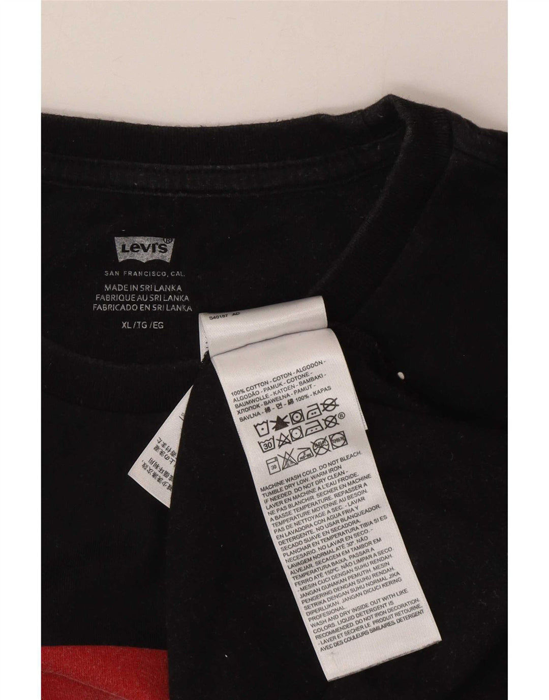 Levi's Camiseta gráfica para hombre Top XL Algodón negro