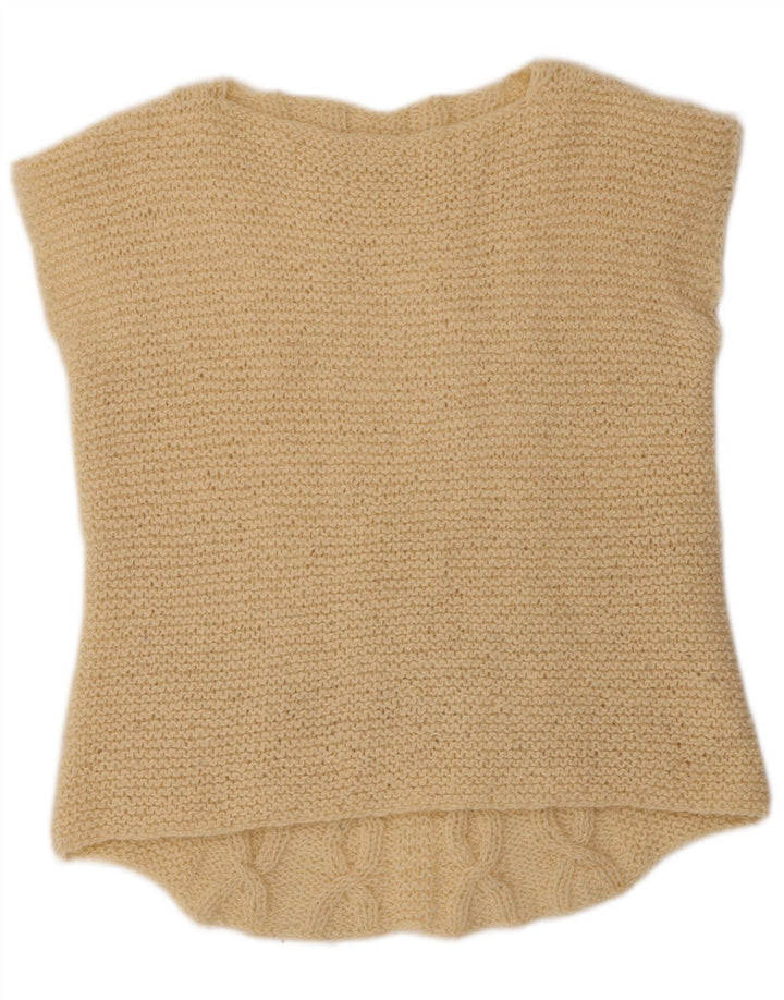 VINTAGE Chaleco de mujer Camiseta sin mangas Reino Unido 12 Beige medio