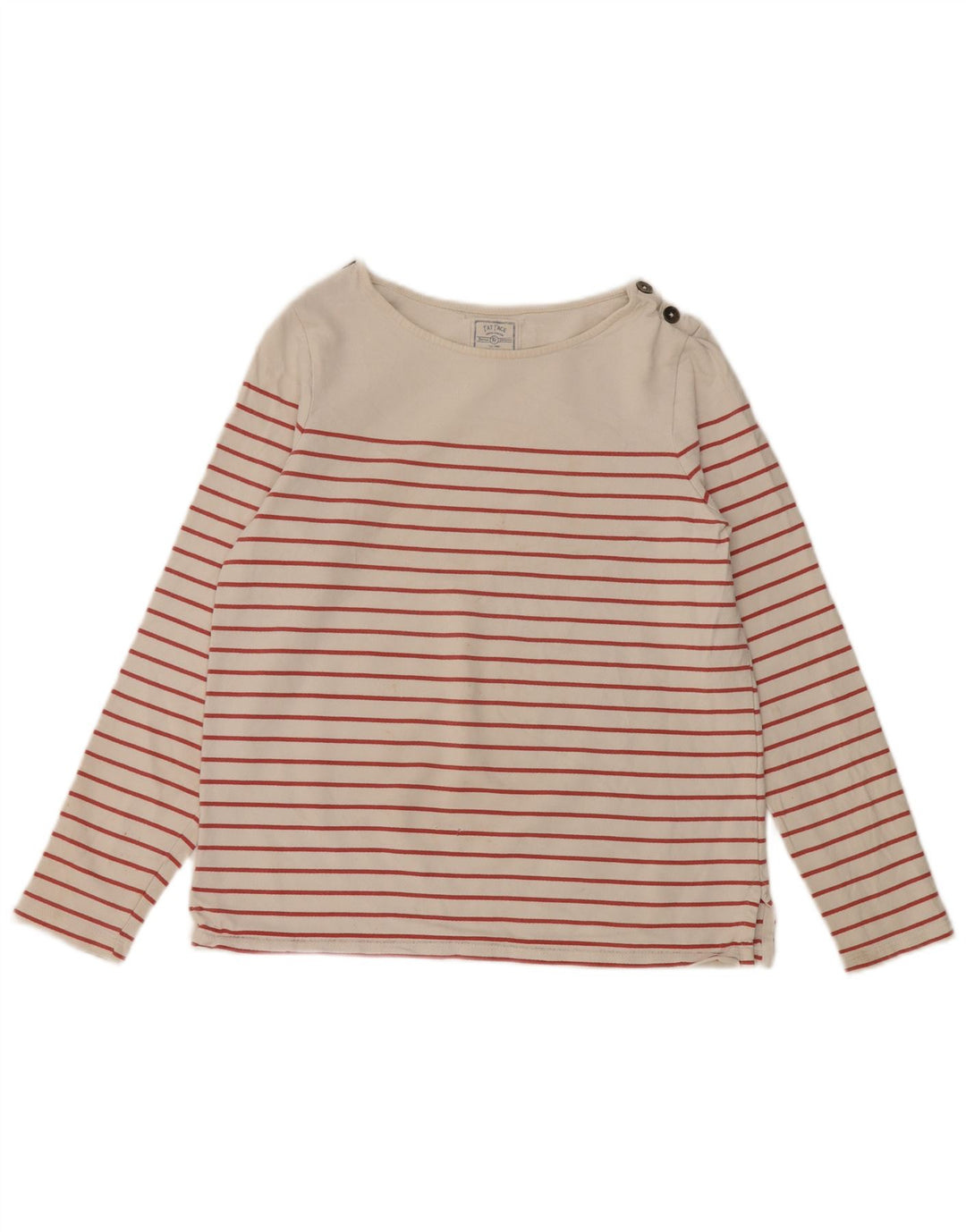 FAT FACE Top para Mujer Manga Larga UK 8 Pequeño Algodón a Rayas Blanco Roto