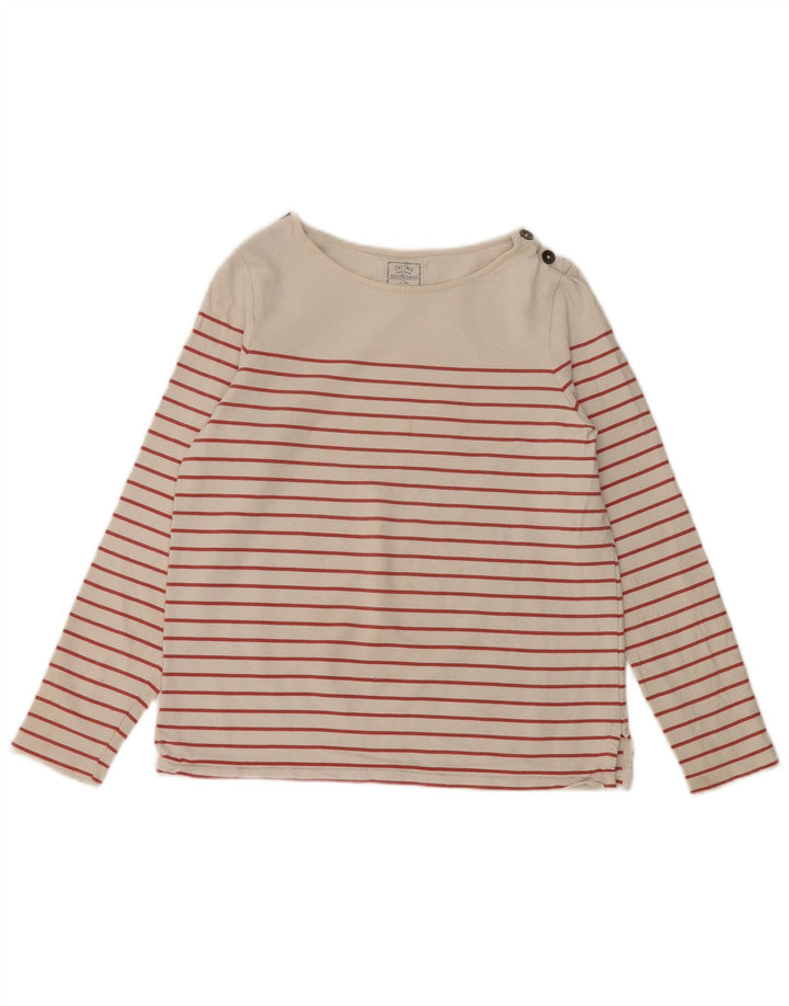 FAT FACE Top para Mujer Manga Larga UK 8 Pequeño Algodón a Rayas Blanco Roto