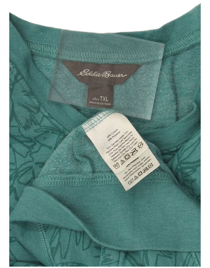 Eddie Bauer Sudadera Alta para Hombre Jersey XL Algodón Floral Verde