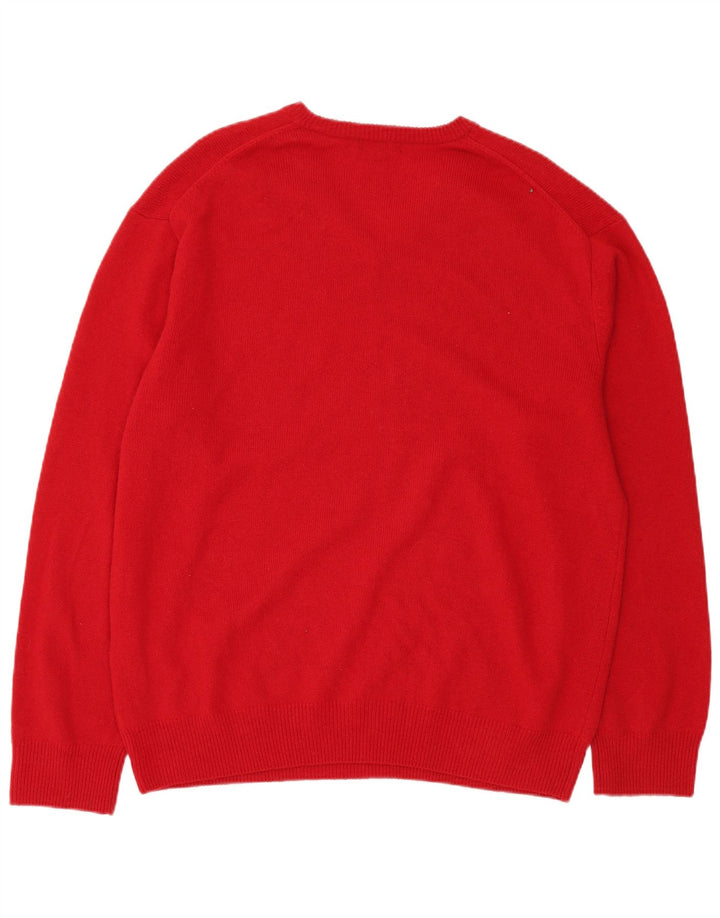 GANT Jersey con cuello en V para hombre, talla 2XL, lana de cordero roja