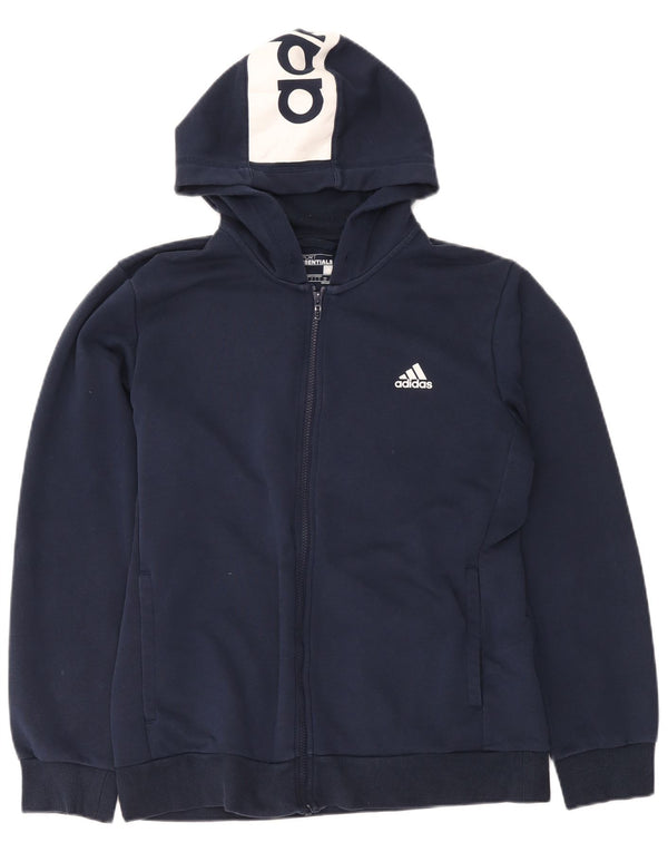Adidas Mens Graphic Zip Sudadera con capucha suéter grande azul marino algodón deportes
