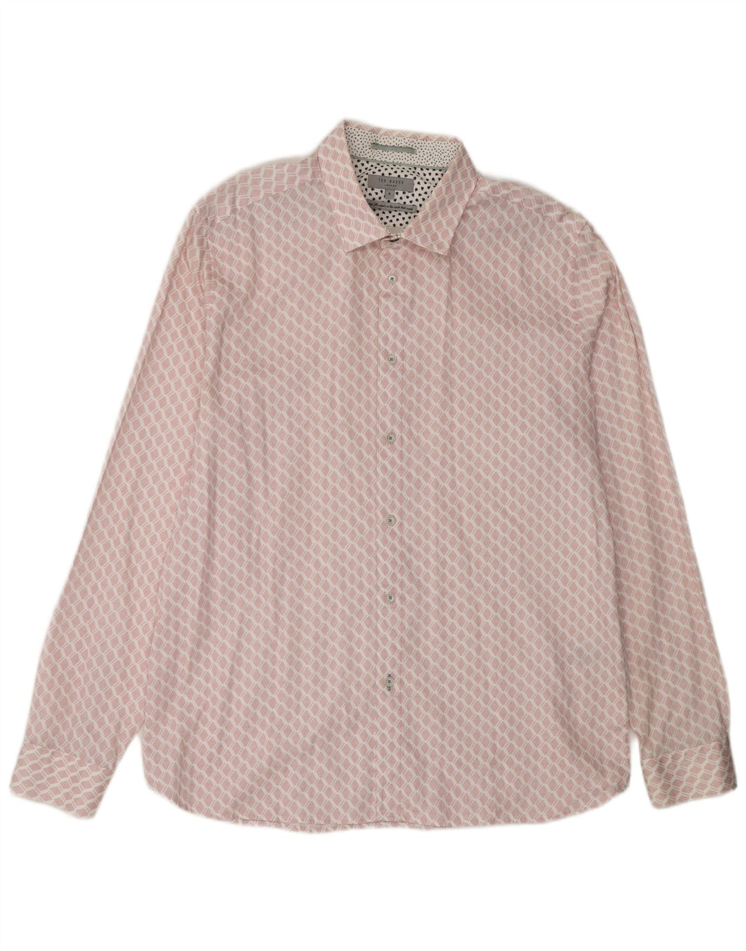 TED BAKER Camisa para hombre Talla 6 2XL Algodón geométrico rosa