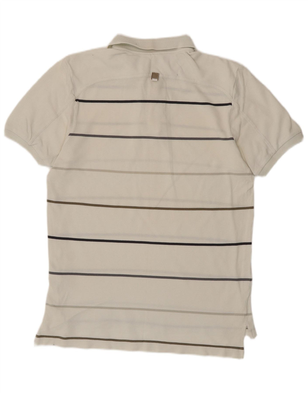 ADIDAS Mens Polo Shirt Medium White Striped Cotton