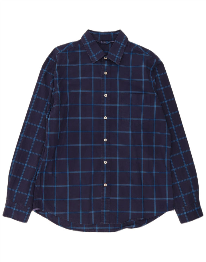 Camisa de hombre Boden de algodón a cuadros azul marino grande