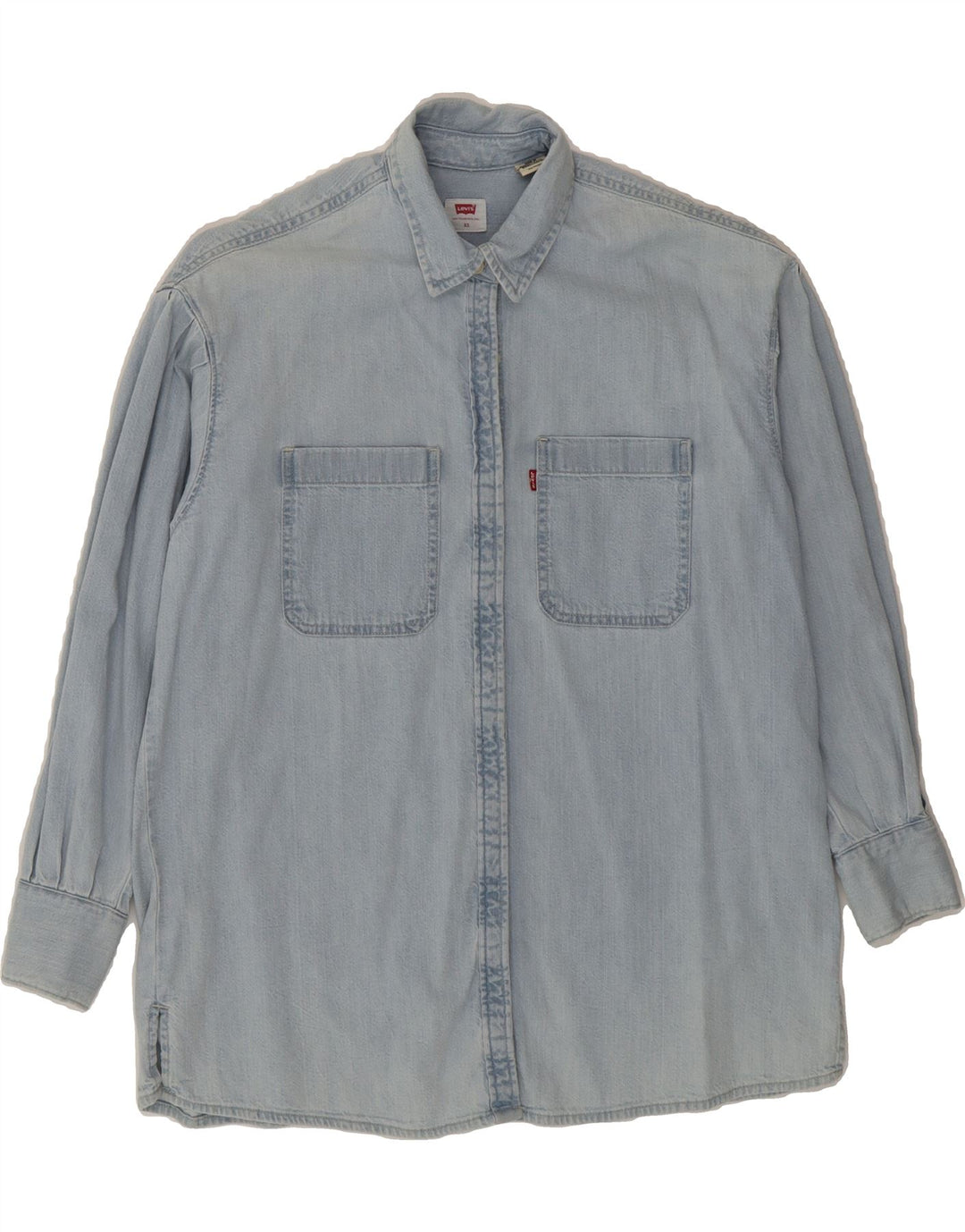 LEVI'S Womens Oversized Denim Shirt UK 6 XS Blue Cotton Vintage Levi's and Second-Hand Levi's from Messina Hembry 