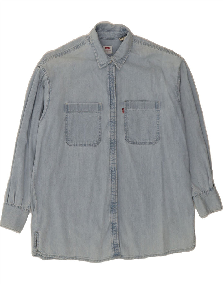 LEVI'S Womens Oversized Denim Shirt UK 6 XS Blue Cotton Vintage Levi's and Second-Hand Levi's from Messina Hembry 