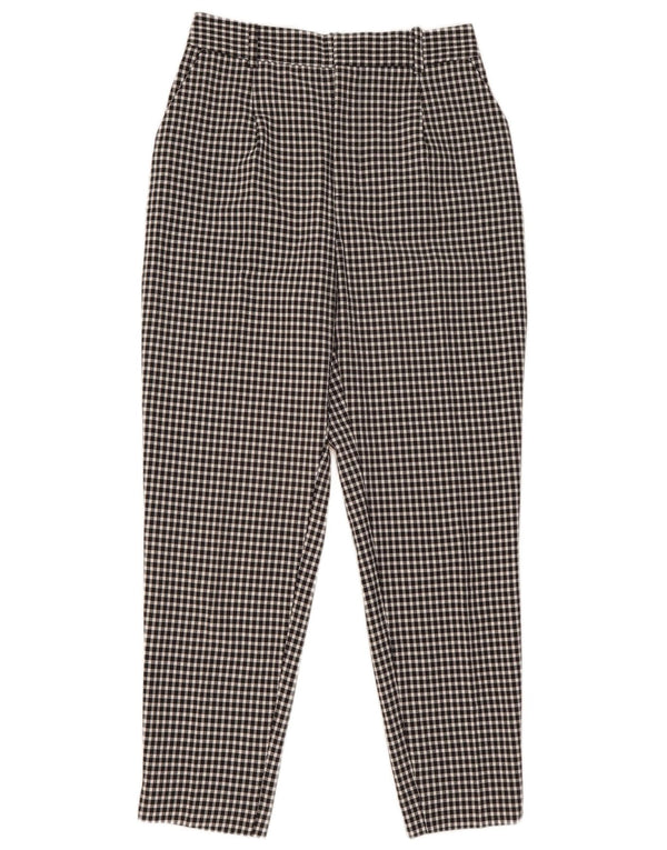 Zara Womens High Waist Chino Trousers EU 36 XS W28 L27 Black Gingham