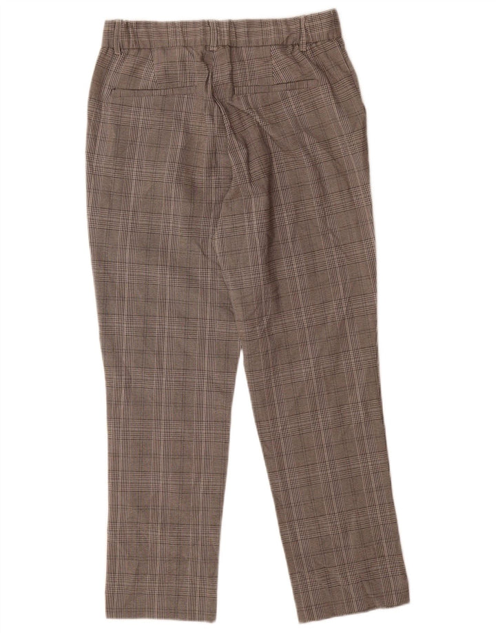 Zara Mujer Crop Slim Traje Pantalones Pequeño W26 L24 Gris Pata De Gallo