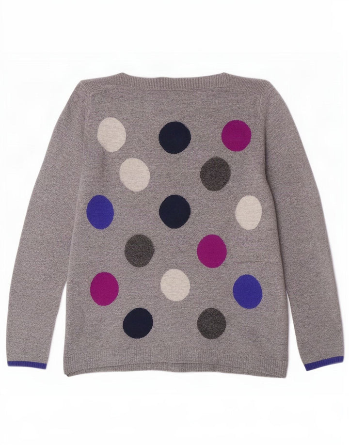 White Stuff Suéter tipo jersey con cuello barco para mujer, talla 40, talla pequeña, color gris geométrico