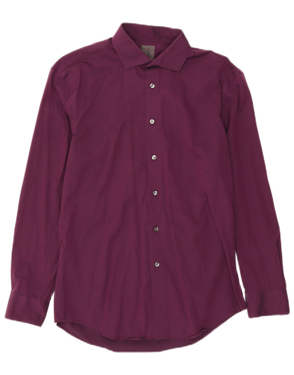 Calvin Klein Camisa Slim Fit para Hombre Talla 15 1/2 Algodón Púrpura Mediano