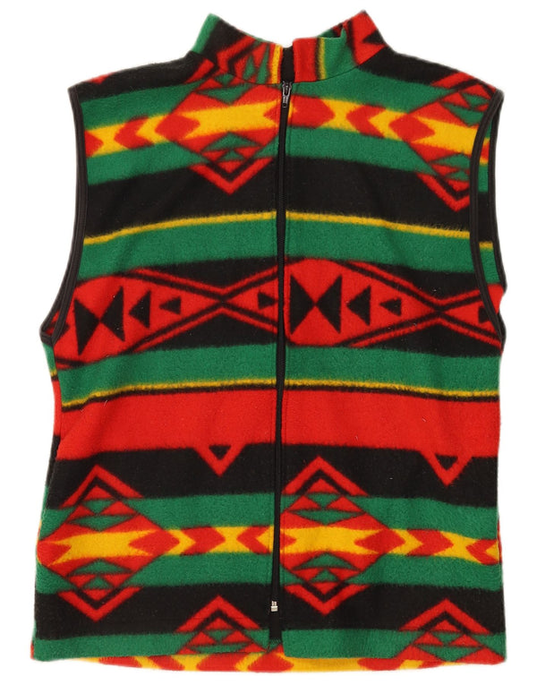 Vintage hombres polar Gilet Reino Unido 38 medio multicolor geométrico