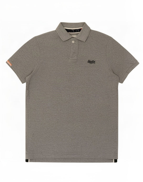 Superdry Polo para hombre de algodón moteado gris grande