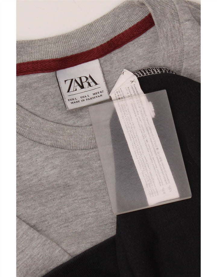 Zara Hombre Sudadera Jumper Large Multicolor Colorblock Algodón