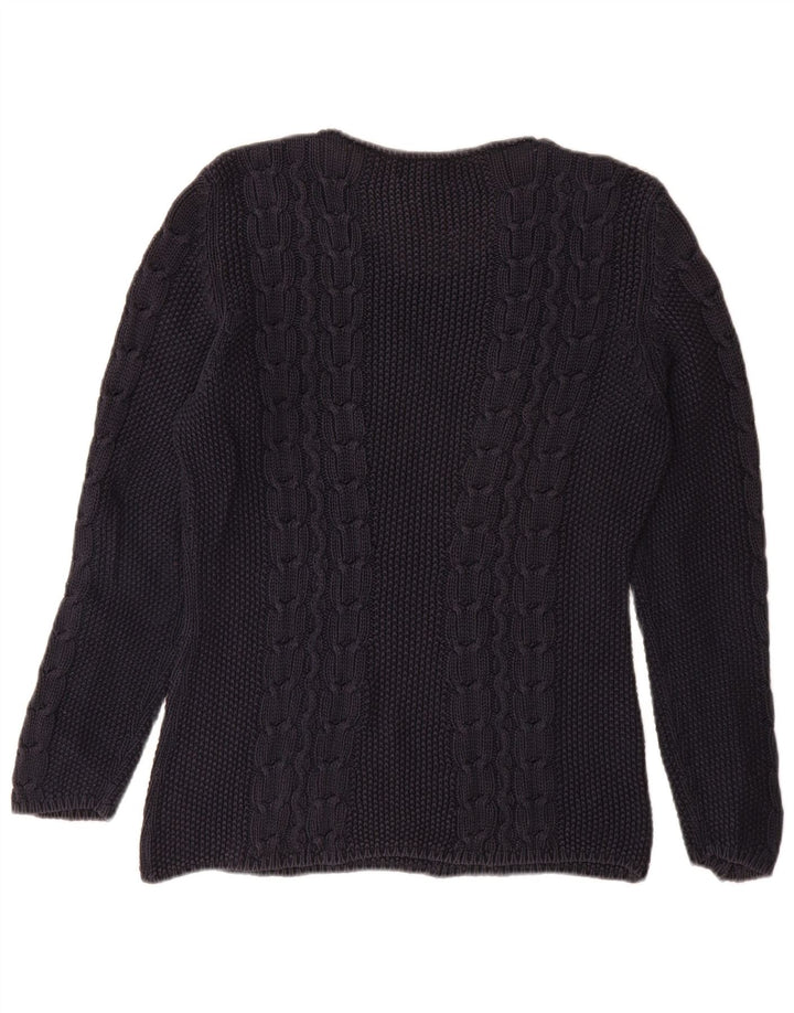 SISLEY Suéter tipo jersey con cuello barco para mujer UK 44 Azul marino mediano