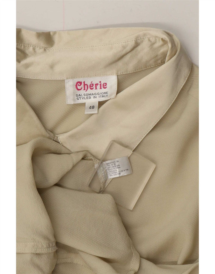 cherie Blusa camisera para mujer IT 48 XL Seda beige