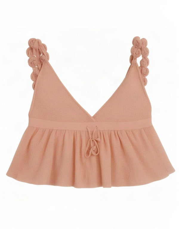 Zara Top corto de punto sin mangas para mujer UK 42 Medium Pink Floral