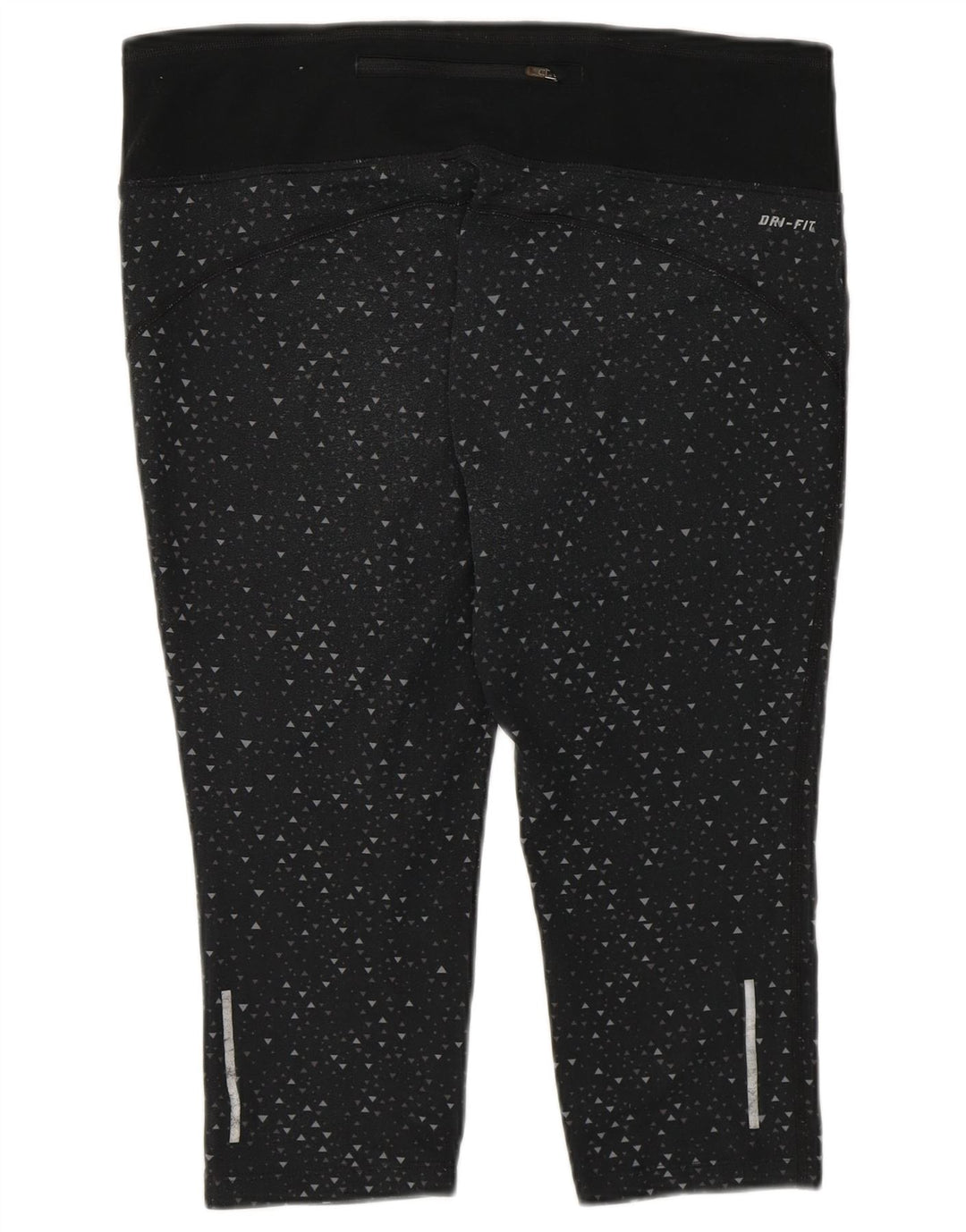 Nike - Leggings capri Dri Fit para mujer, talla 40, poliéster geométrico negro grande