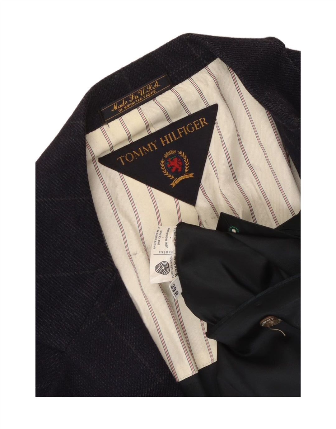 Tommy Hilfiger Chaqueta tipo blazer de 2 botones para hombre UK 39 Medium Navy Blue Check
