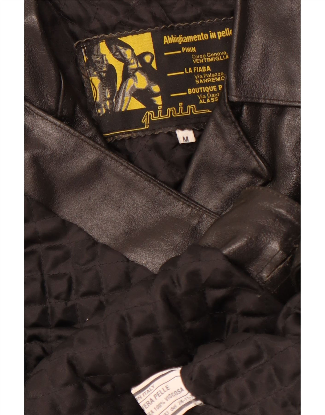 VINTAGE Abrigo de cuero para mujer Reino Unido 14 Cuero negro medio