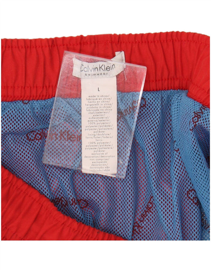 CALVIN KLEIN Bañador con estampado gráfico para hombre, talla grande, poliéster rojo