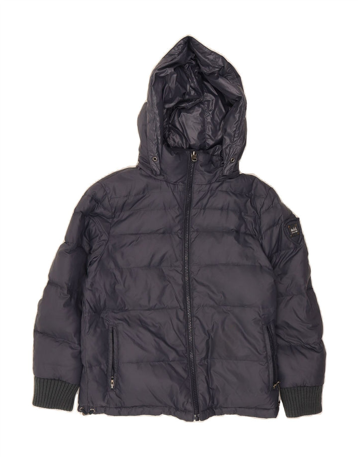 ADD Girls Hooded Reversible Padded Jacket 11-12 Years 2XS Grey Polyester Vintage ADD and Second-Hand ADD from Messina Hembry 