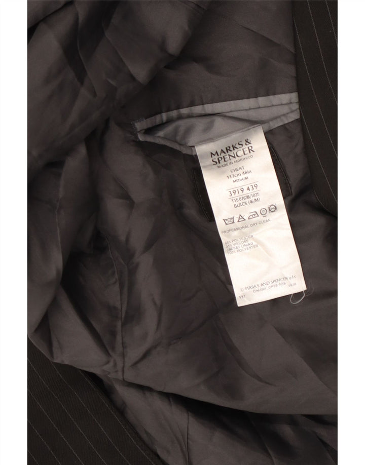 MARKS & SPENCER Chaqueta tipo blazer de 2 botones para hombre UK 46 3XL Negro a rayas