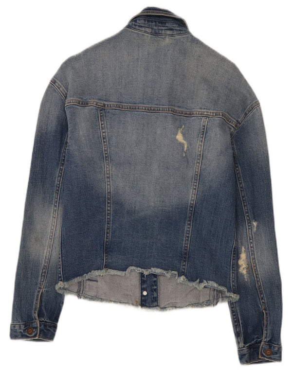 Hollister Mujer Chaqueta Vaquera Desgastada UK 6 XS Algodón Azul