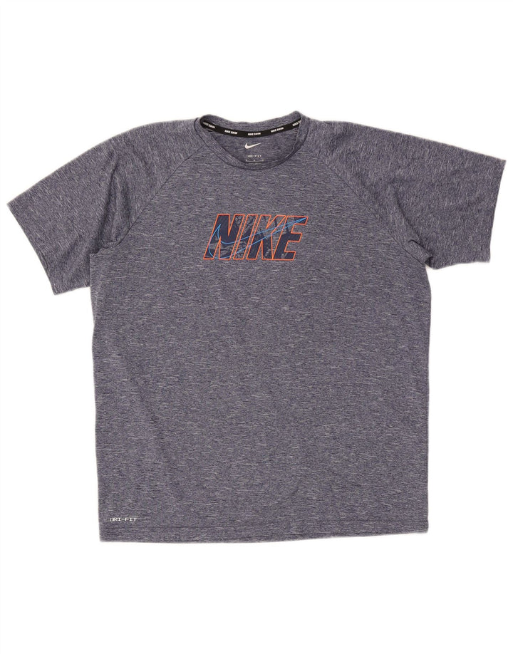 Camiseta con gráfico Dri Fit para hombre Nike Top mediano azul marino moteado