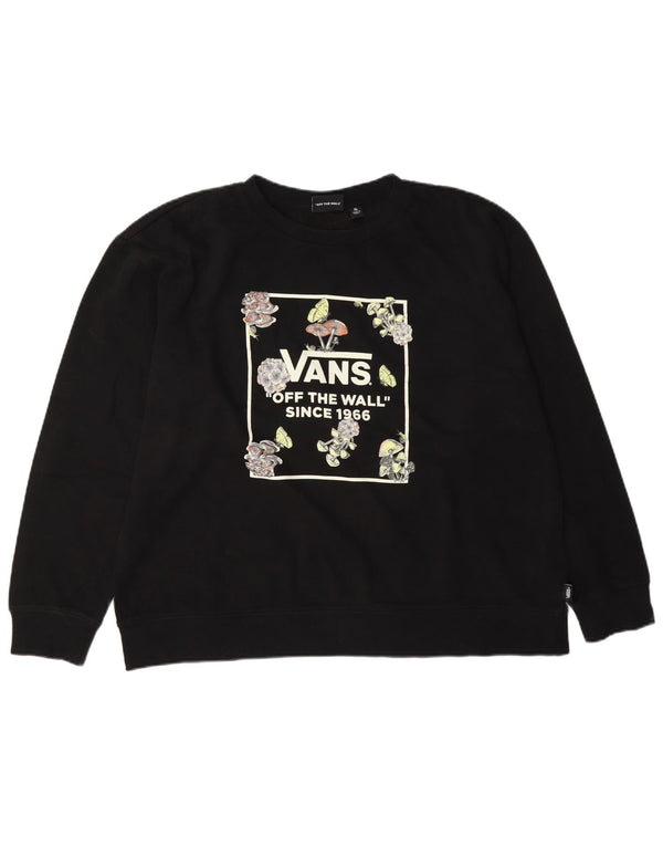 Vans Womens Graphic Sweatshirt Jumper UK 18 XL Black Floral Cotton